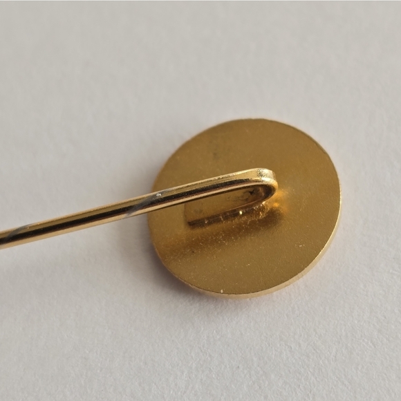 Vintage BMA stickpin gold tone stick pin tie lapel cravat round circle brooch - Picture 9 of 16